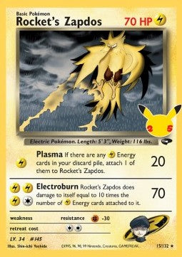 Rocket's Zapdos - Celebrations (Holo Rare) [CEL-GC 15]